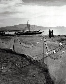 Boats and seine nets, Chapala lake, 1941